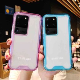 Clear Phone Cases For Samsung A51 A71 A52 A72 S21 S20 S10 Plus S20 FE Note 20 10 Soft Shockproof Back Solid Colour Cover