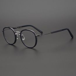 Fashion Sunglasses Frames Japanese Brand Handmade Oval Frame Titanium Myopia Retro Men Women Prescription Gafas Glasses Ultra-light Double B
