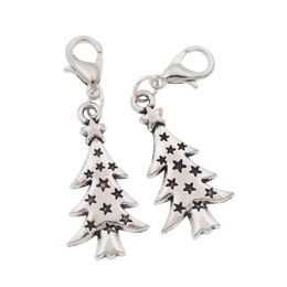 Alloy Christmas Tree Star Light Clasp European Lobster Trigger Clip On Charm Beads 14.2x40mm Tibetan silver C748 100pcs/lot