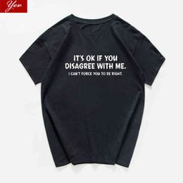 Its Ok If You Disagree with Me Graphic Novelty Sarcastic Funny T Shirt Men Summer cotton tshirt men streetwear harajuku top tee G1222