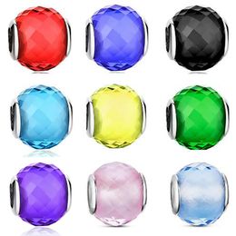 Authentic 925 Sterling Silver Charm Clear CZ Murano Glass Beads Fit Original Pandora Charm Bracelet S925 Jewellery Making Gift Q0531