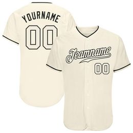 Custom Cream Cream-Black Authentic Baseball Jersey