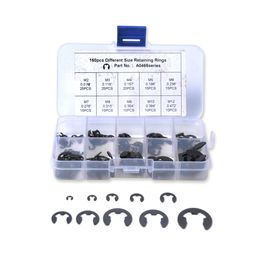 Spring Steel 65Mn Universal Hole Retaining Ring Shaft Buckle Circlip Open Type Outer 160 Piece Set Auto Parts