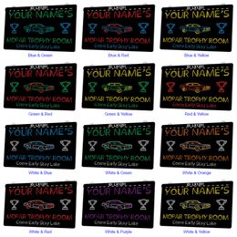 LX1251 Your Names Mopar Trophy Room Come Early Stay Late Car Light Sign Dual Color 3D Engraving