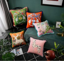 Luxury designer pillow case classic Animal flower pattern printing cushion cover 45*45cm or 35*55cm for home decoration and festival Christmas family gifts