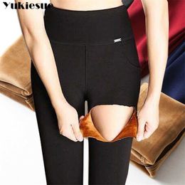 winter thick warm fleece high waist Women's Capris pencil pants for women skinny leggings woman trousers Plus size S-6XL 211216