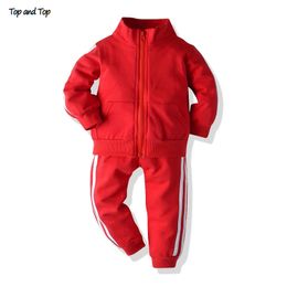 and Top Autumn Fashion Infant Baby Boy Casual Clothes Set Striped Zipper Tops+Trousers Tracksuit Toddler Girls Clothing 210309