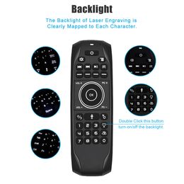 Mini teclado G7V Backlit Voz Búsqueda de voz Smart Air Mouse Gyroscopio IR Aprendizaje 2.4G Remote inalámbrico para la caja de TV de Android