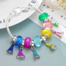 Bijoux Colourful Princess Dress Bracelet Cute Pendant Charm Bracelet Crystal Beads Brand For Kids Women Jewellery