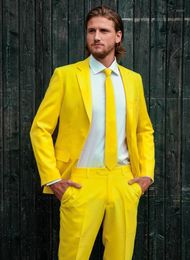 Men's Suits & Blazers Elegant Brand Yellow Man Suit 2021 Bespoke Two Pieces Formal Wedding Dress Custom Tuxedos Groom For Men Slim Fit
