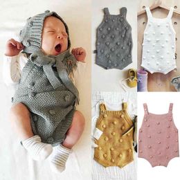 Pudcoco Knitted Sleeveless Romper Newborns Baby Boy Girl Vest Babygrow Jumpsuit Winter Clothes Overalls Dots Outfits G1221