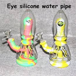 Silicone Bong hookah 7.8 Inch Beaker Base Water Pipes 14mm Female Unbreakable Bongs With Glass Bowl Smoking
