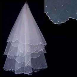 Wedding Veils Pearl Lace Edge Bridal Veil Wedding Accessories two-layer
