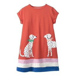 Jumping Metres Summer Princess Dresses with Dog Baby girls dresses cotton kids clothes party Tunic for 2-7T 210529