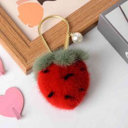 Mink Fur Grass Pendant Whole Key Chain Car Plush Toy Korean Version