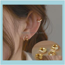 Jewelrysparkly Gold Zircon Inlaid Hoop Earrings For Women Girls Korean Fashion Wedding Party Daily Jewelry Gifts Ladies & Hie Drop Delivery