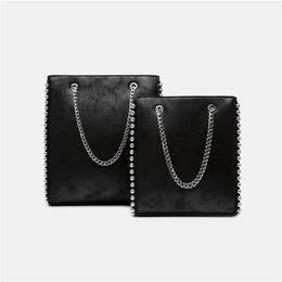 2021 Spring and Summer New Womens Bag Rivet Chain Beads Casual Tote Bag Single messenger Shopping Chain Big Handbag