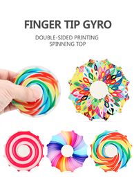 Cross-border Novelty Toys double-sided Colourful fingertip spinning top Rainbow Colour finger decompression toy kids gift