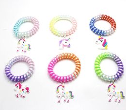 new New Fashion Multicolor Unicorn Plastic Bracelet PVC Charm Wristband Home Party Jewellery Different Styles Decoration EWB7767