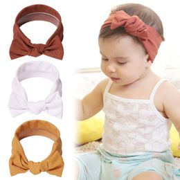 Solid Color Striped Bows Toddler Elastic Hairband Handmade Cross Knotted Infant Headband Cute Bowknot Headwear Photo Props