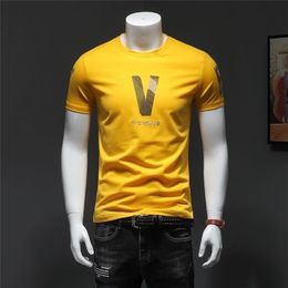 Summer Men's Short-Sleeved T-Shirt Pure Cotton Round Collar Trim Personality Shirt Male 210716