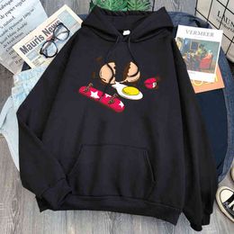 Broken egg Print Sweatshirts Man Loose Casual Harajuku Hooded Streetwear Woman Man Vintage Fashion Hoody Anime Punk Sweatshirt H1227