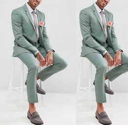 Men's Suits & Blazers Smart Green Notch Lapel Slim Fit 2 Pieces Men Groom Tuxedos Terno Masculino Costum Homme Blazer For Man Jacket+Pant