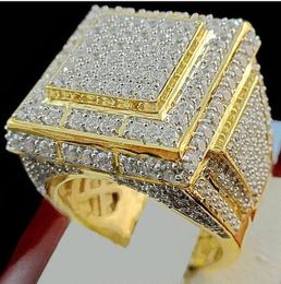 New 24k gold plated Rhinestone crystal ring with men rings mix size 7 to 13#