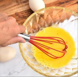 NEWEgg Beater Kitchen Tools Solid Color 10inch Stainless Steel Mini Silicone Whisk for Nonstick Cookware Cooking Utensil RRE12232