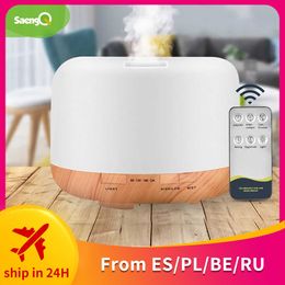 saengQ Electric Aroma Diffuser Air Humidifier 300ML 500ML 1000ML Ultrasonic Cool Mist Maker Fogger LED Essential Oil 210724