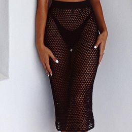 Women's Swimwear Summer Sexy Women Bikini Cover Up Swim Wear Mesh Sheer Beach Wrap Skirt Sarong Bathing Suit Crochet Knitted Ups Skirts