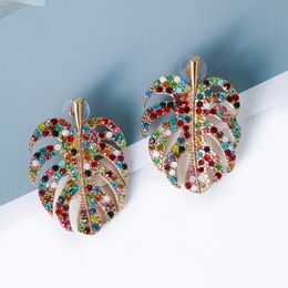 Top New Trend Design High Quality Colourful Exquiaite Dangle Earrings For Women Rhinestone Crystal Leaf Earrign Sweet Gairl First Choice Accessories