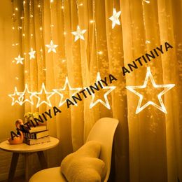 2.5M/3.5M Led String Lights Christmas Fairy Lights Star Window Curtain Indoor Outdoor Decoration Halloween Holiday Wedding Light Y201015