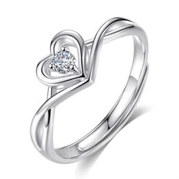 Womens Rings Crystal Jewelry New fashion silver heart ring female love girlfriend Cluster For Female Band styles