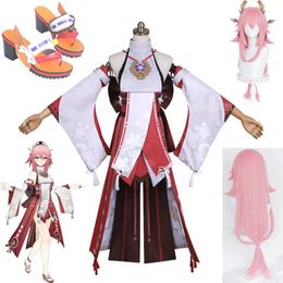 Genshin Impact Yae Ba Zhong Shen Zi Lovely Game Suit Uniform Ba Zhong Shen Zi Cosplay Costume Halloween Carnival Party Outfit Y0903