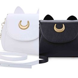 Shoulder Bag Summer Sailor Moon Ladies Handbag Black Cat Shape Chain Leather Women Messenger Bags Crossbody Bags Small 1115