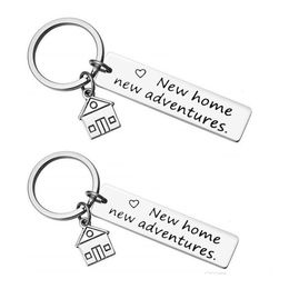 2021 Key Chains Housewarming Gift für sie oder ihn neues Zuhause neue Abenteuer Keychain House Keys Keyring zusammenziehen zuerst zu Hause