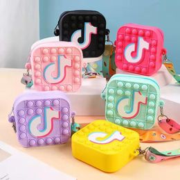 Fidget Toys Pops Sensory Bubble Shoulder Bag Cellphone Straps Finger Push Phone Pouch Case Coin Purse Decompression Tik Tok Toys for Girls Kids