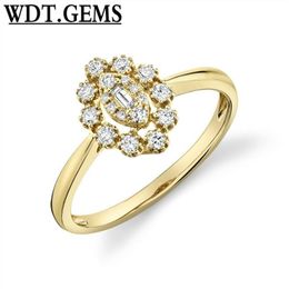 baguette diamond cluster ring UK - Cluster Rings 10K Rose Gold Diamond Baguette Marquise Ring Statement Right Hand Women