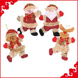 New Christmas tree accessories small doll dancing old man snowman deer bear cloth art puppet hanging pendant gift