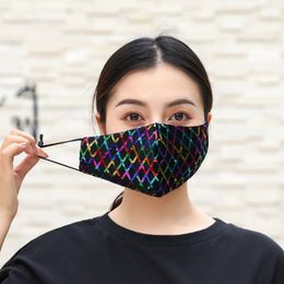 Personalised Summer Cotton Three-layer Sequin Mask Shiny Dust Pluggable Philtre Colourful SMAK726