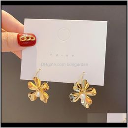 & Hie Jewellery Fashion Elegant Pearl Flower Pendant Hoop For Women Bijoux Colourf Ear Circle Statement Earrings Brincos Oorbellen Drop Delive