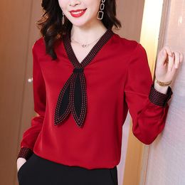 Blusas De Manga Larga De Seda Roja Oferta Online | DHgate.com