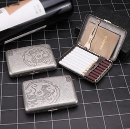 16 ancient silver metal cigarette cases Men's portable anti pressure and moisture proof cigarette gift box