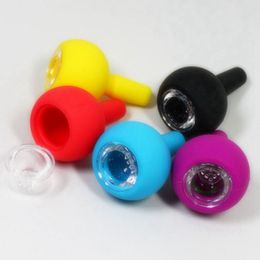 Smoking Colourful Silicone 14MM Male Adapter Joint Convert Glass Hole Philtre Bowl Dry Herb Down Stem Container Tool Tobacco Oil Rigs Bong Hookah DHL
