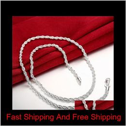 New Arrival Flash Twisted Rope Necklace Men Sterling Silver Plate Necklace Stsn067,Fashion 925 Silver Chains Necklace Factory Direct 0 9Frcp