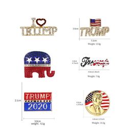 Party FavorTrump Brooch 6 Styles 2021 Shiny American Flag-Brooch Patriotic Republican Campaign Pin Commemorative-Brooch SN2654