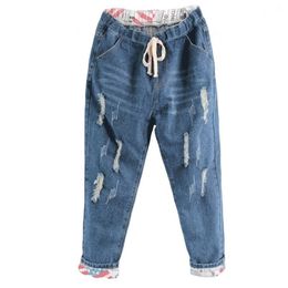 Boyfriend Denim Jeans Women Mid Waist Straight Pants Ladies Ripped Loose Womens Cowboy 210720