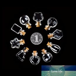 Small 5PCS Mini Pendant Empty Tiny Clear Wishing Message Glass Bottles Vials Charms New-Y102