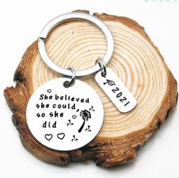 Inspirational Gifts Keyholder Key Chain She Believed She Could So She Did Key Ring School Gifts for Son Daughter Girls Boys